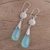 Chalcedony dangle earrings, 'Floral Fruit' - Chalcedony and Silver Floral Dangle Earrings from India (image 2c) thumbail