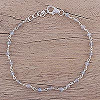 Labradorite link bracelet, 'Beautiful Saga' - Handmade Adjustable Labradorite Link Bracelet from India