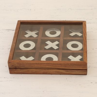 Wood and aluminum tic-tac-toe game, Silver Strategy (7 inch)