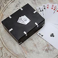 Card deck with wood box,