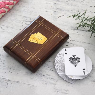 Card decks with wood box, Gaming Duo