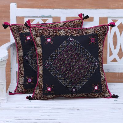 Cotton cushion covers, Midnight Dazzle (pair)