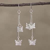 Sterling silver waterfall earrings,