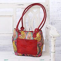 Batik leather travel bag,