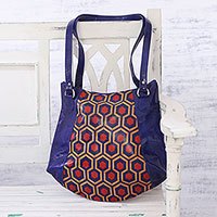 Batik leather tote,