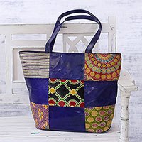 Batik leather tote,