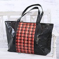 Batik leather tote,
