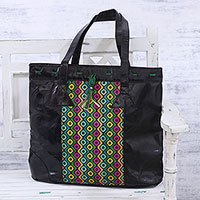 Batik leather tote,
