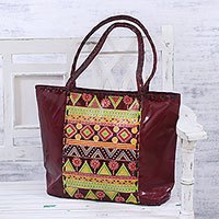 Batik leather tote,