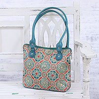 Batik leather tote,