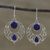 Lapis lazuli dangle earrings, 'Blue Majesty' - Round Lapis Lazuli and Silver Dangle Earrings from India thumbail