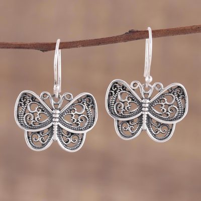 Sterling silver dangle earrings, Darling Butterflies