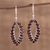 Garnet dangle earrings, 'Red Fronds' - Marquise Garnet Earrings from India thumbail