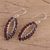 Garnet dangle earrings, 'Red Fronds' - Marquise Garnet Earrings from India (image 2b) thumbail