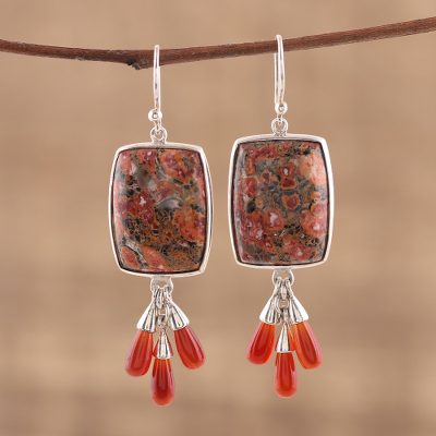Jasper and carnelian dangle earrings, Earthen Depths