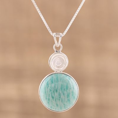 Amazonite and agate pendant necklace, Shy Rose