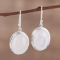 Rainbow moonstone dangle earrings,
