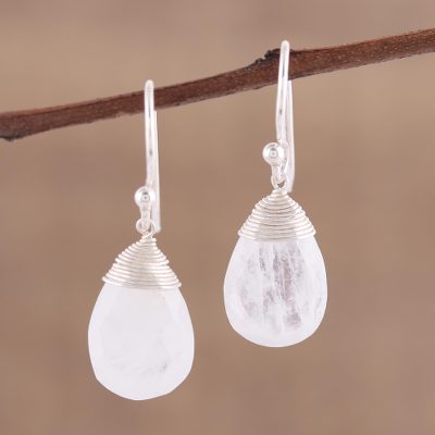 Rainbow moonstone dangle earrings, Moonlight Endeavor