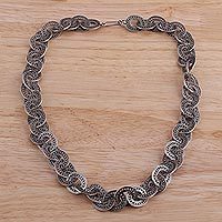 Sterling silver link necklace,