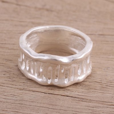 Sterling silver band ring, 'Modern Lines' - Modern Sterling Silver Band Ring from India