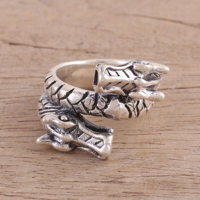 Sterling Silver Dragon Cocktail Ring from India