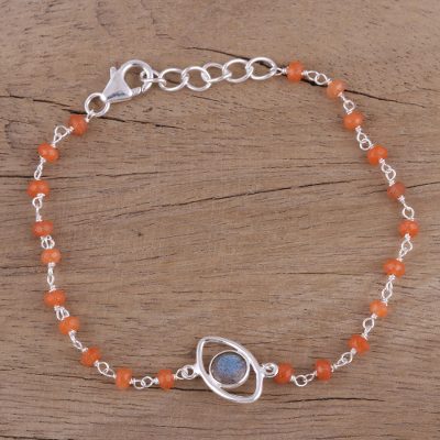 Labradorite and carnelian pendant bracelet, All Eyes on You