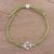 Sterling silver pendant bracelet, 'Anchor of Hope in Pistachio' - Sterling Silver Anchor Bracelet with Green Cotton Cords thumbail
