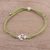Sterling silver pendant bracelet, 'Anchor of Hope in Pistachio' - Sterling Silver Anchor Bracelet with Green Cotton Cords (image 2b) thumbail