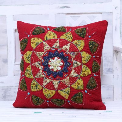 Cotton cushion cover, Crimson Glory