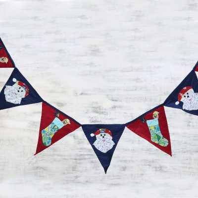 Cotton patchwork bunting, Festive Christmas