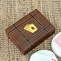 Wood playing card holder,