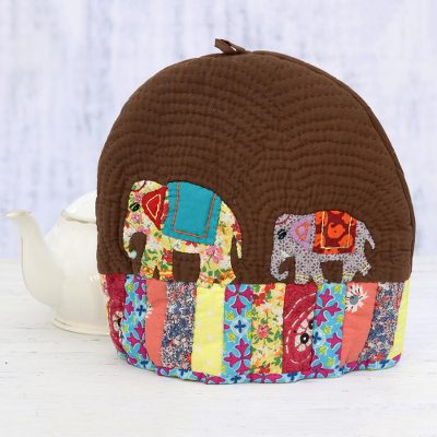 Quilted cotton tea cozy, Elephant Friends
