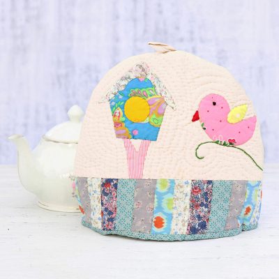 Quilted cotton tea cozy, Birdhouse