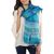 Silk shawl, 'Fish in the Waves' - Block Printed Fringed Fish Motif Silk Shawl from India thumbail