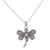 Peridot pendant necklace, 'Dragonfly Kiss' - Peridot and Sterling Silver Dragonfly Pendant Necklace thumbail