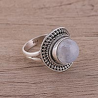 Rainbow moonstone cocktail ring, 'Mystical Delight' - Sterling Silver and Rainbow Moonstone Cocktail Ring