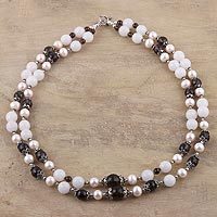 Multi-gemstone long beaded necklace,
