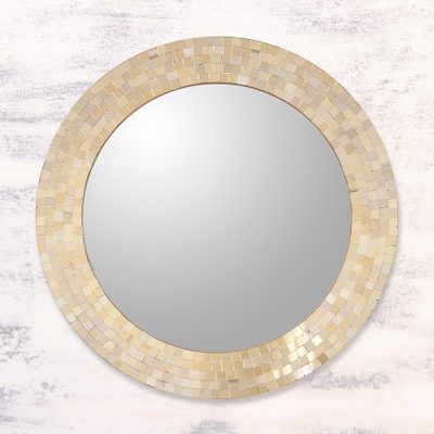 Glass mosaic wall mirror, Golden Sun