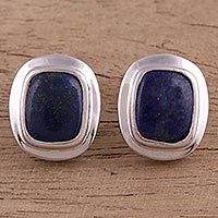 Lapis lazuli button earrings,