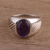 Amethyst domed ring, 'Suave' - Handmade Amethyst and Sterling Silver Domed Ring (image 2b) thumbail