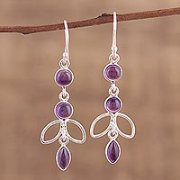 Amethyst dangle earrings, 'Desirous Beauty' - Artisan Crafted Amethyst Dangle Earrings from India