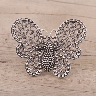 Handmade Indian Sterling Silver Butterfly Wrap Ring
