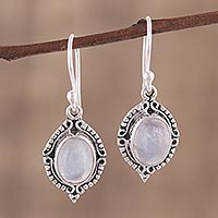 Rainbow moonstone dangle earrings, 'Divine Allure' - Rainbow Moonstone and Sterling Silver Dangle Earrings