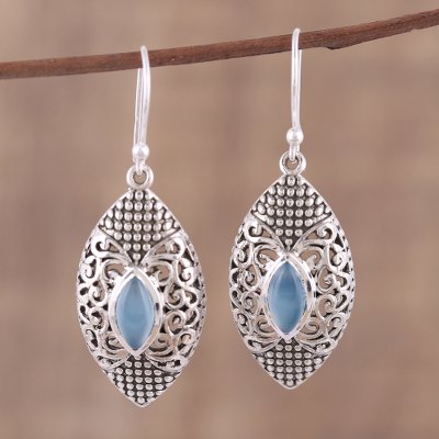 Chalcedony dangle earrings, Jali Eyes