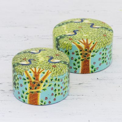 Wood decorative boxes, Monsoon Delight (pair)
