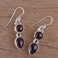 Garnet dangle earrings,
