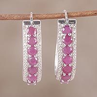 Ruby and diamond hoop earrings,
