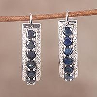 Sapphire and diamond hoop earrings,