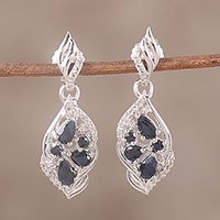 Sapphire and topaz dangle earrings,