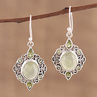 Peridot and prehnite dangle earrings, 'Glory of Green' - Peridot and Prehnite Dangle Earrings from India